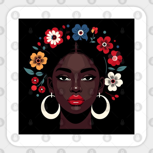 Afrocentric Woman Flowers Sticker by Graceful Designs